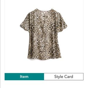 Leopard print scalloped blouse